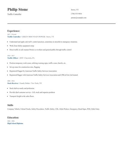 Traffic Controller Resume