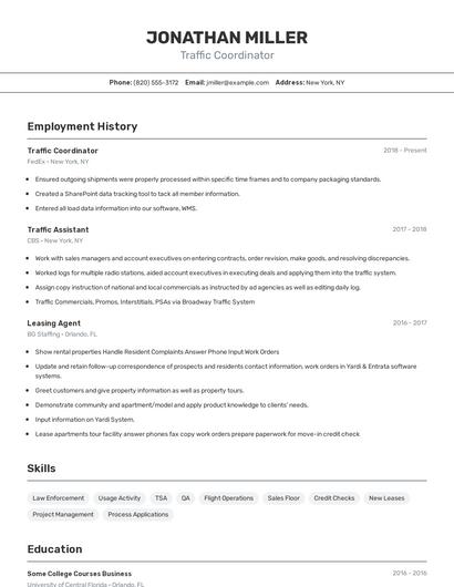 Resume example 2