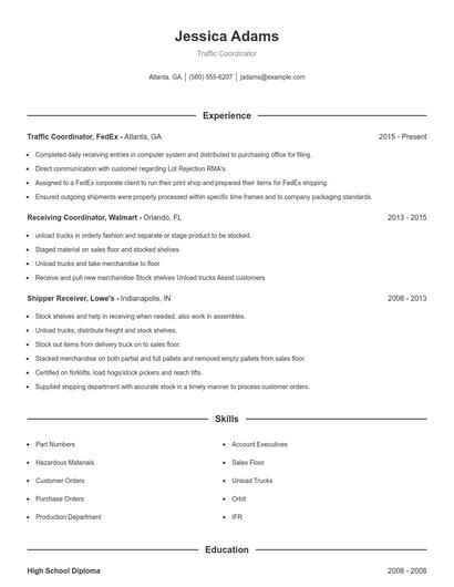 Resume example 1