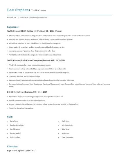 Traffic Counter Resume