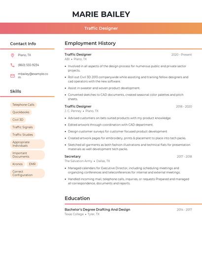 Traffic Designer Resume