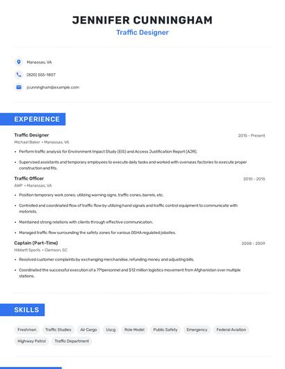 Traffic Designer Resume