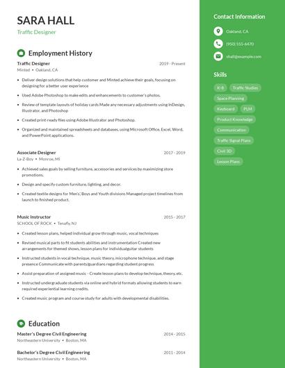 Traffic Designer Resume