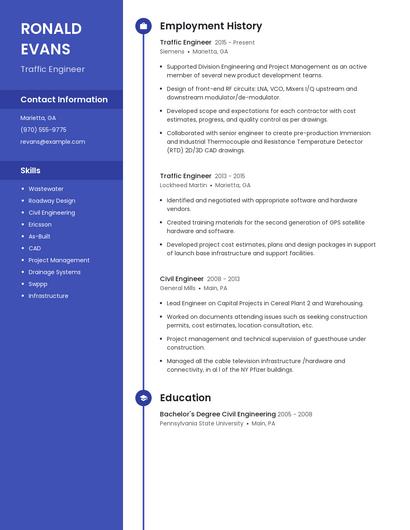 Traffic Engineer Resume