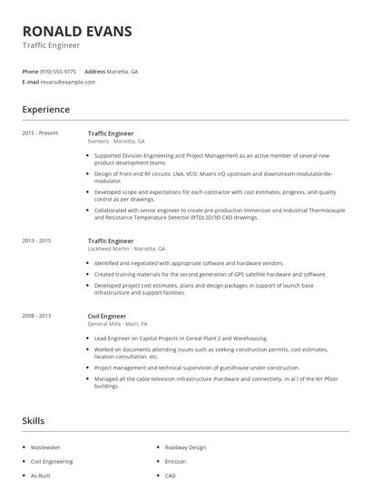 Traffic Engineer Resume