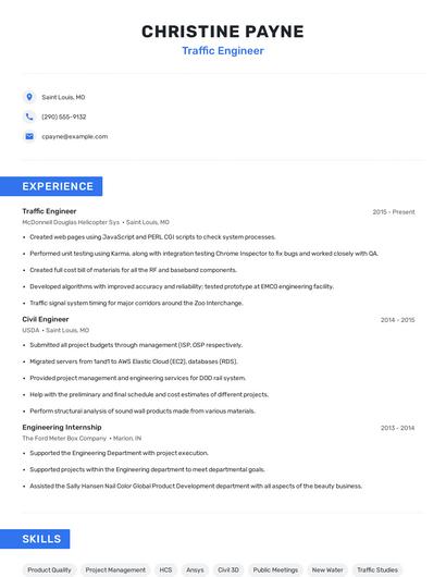 Traffic Engineer Resume