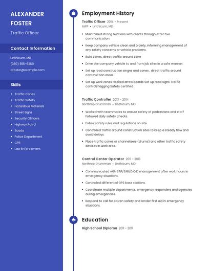 Traffic Officer Resume