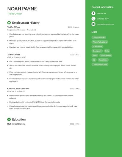 Traffic Officer Resume
