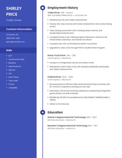 Trailer Driver Resume