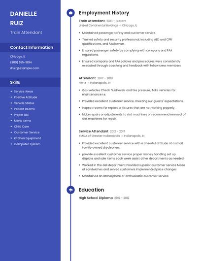 Train Attendant Resume