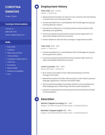 Train Clerk Resume