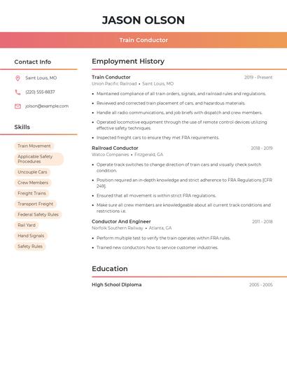 Train Conductor Resume