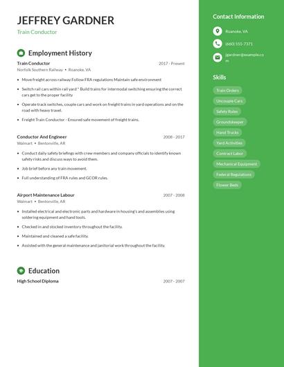 Train Conductor Resume