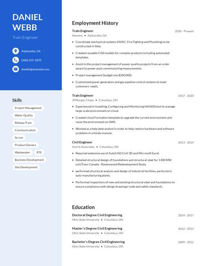 Train Engineer Resume