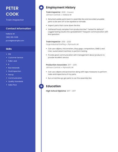 Train Inspector Resume