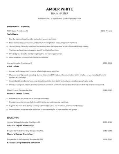 Train Master Resume
