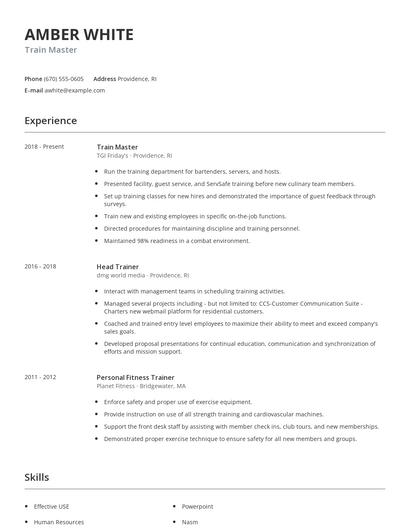 Train Master Resume