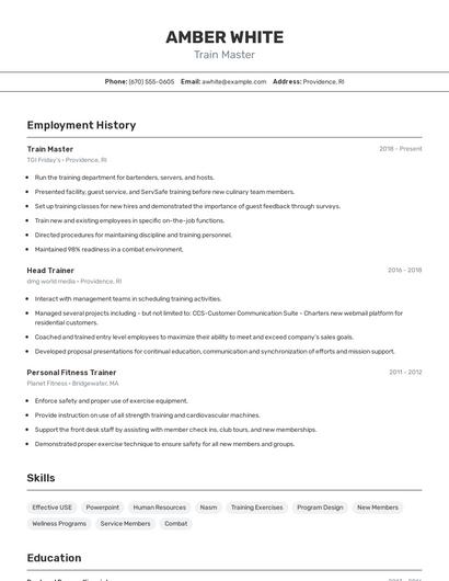 Train Master Resume