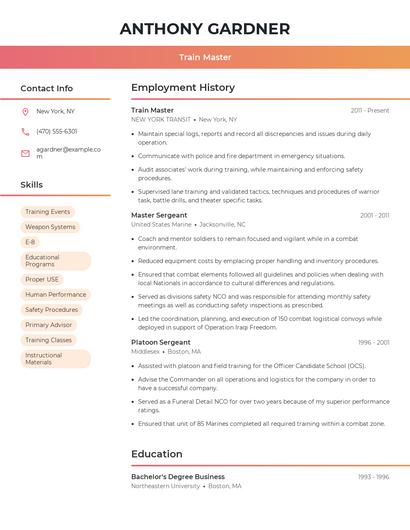 Train Master Resume