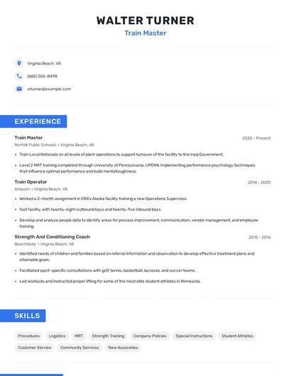 Train Master Resume