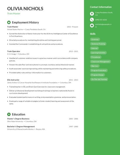 Train Master Resume