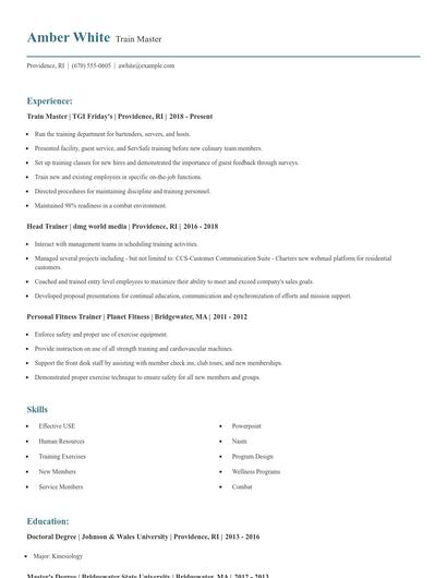 Train Master Resume