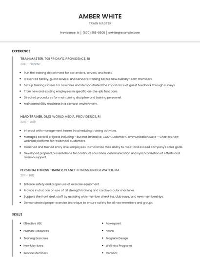 Train Master Resume