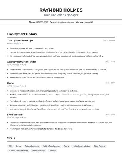Resume example 2
