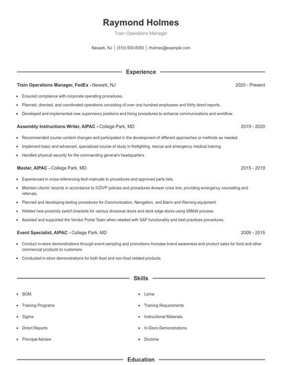 Resume example 1