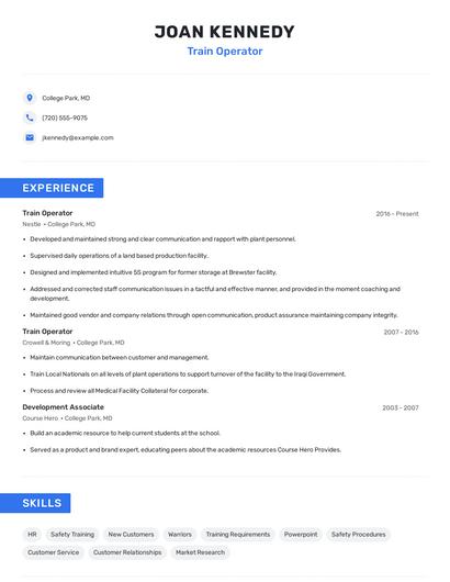 Train Operator Resume