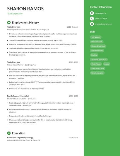 Train Operator Resume