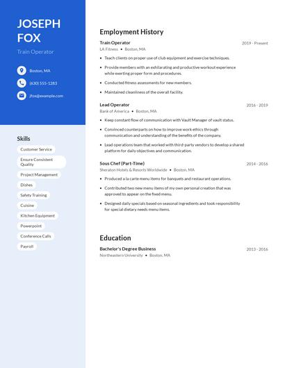 Train Operator Resume