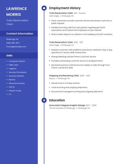 Train Reservation Clerk Resume
