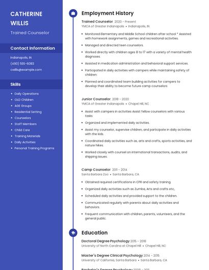 Trained Counselor Resume