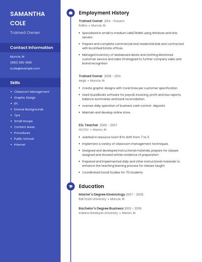 Trained Owner Resume