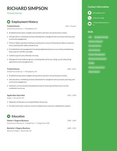 Trained Owner Resume