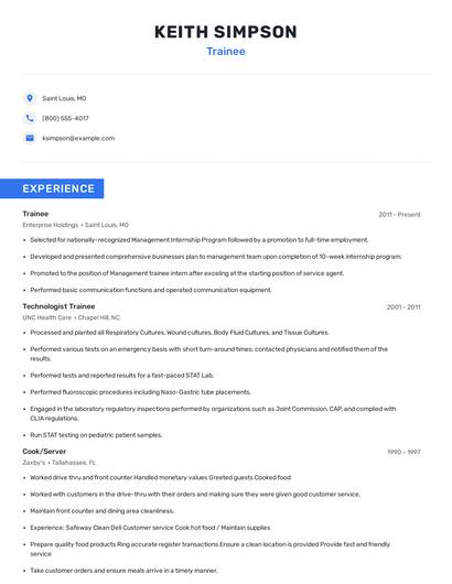 Trainee Resume
