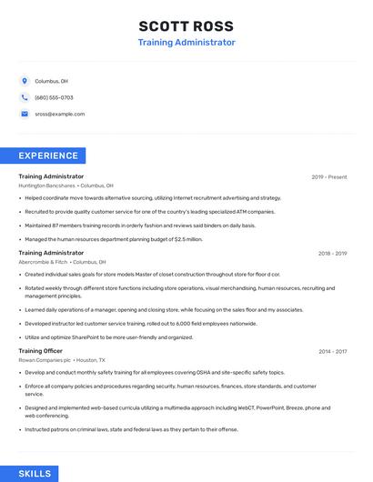 Training Administrator Resume