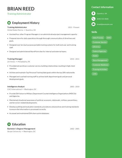 Training Administrator Resume