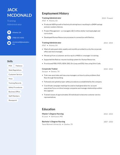Training Administrator Resume
