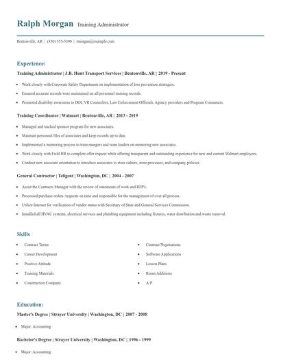 Training Administrator Resume