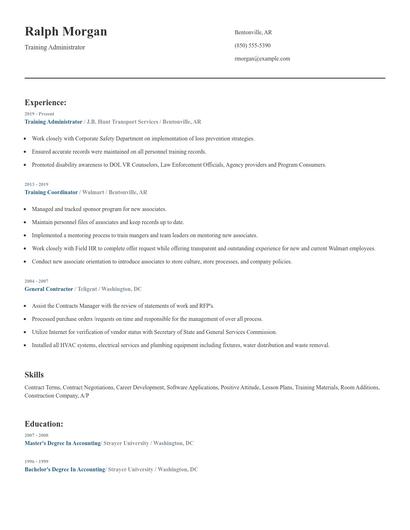 Training Administrator Resume