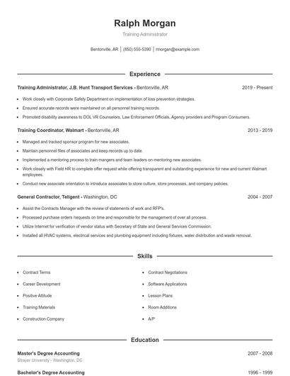 Training Administrator Resume