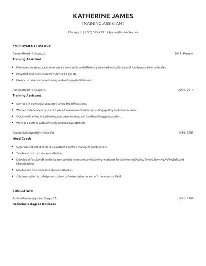 Training Assistant Resume