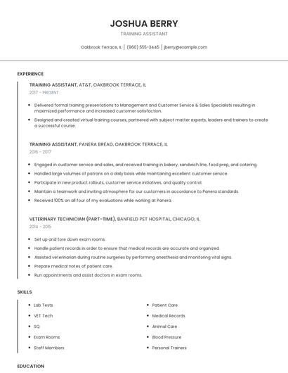 Training Assistant Resume