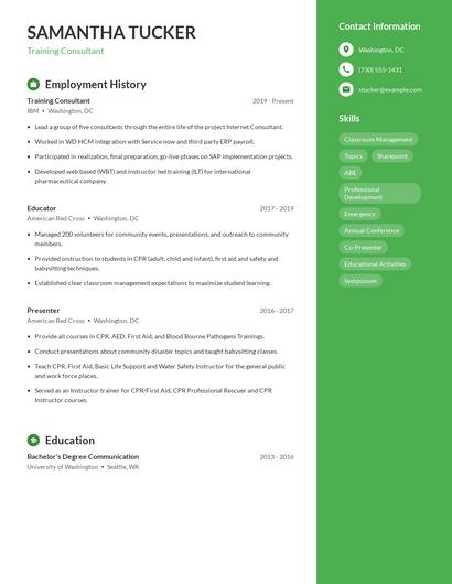 Training Consultant Resume