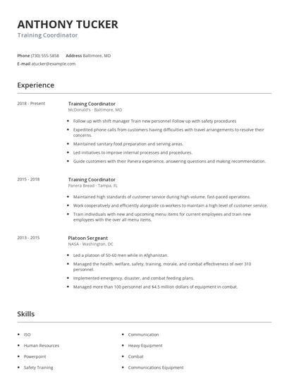Training Coordinator Resume
