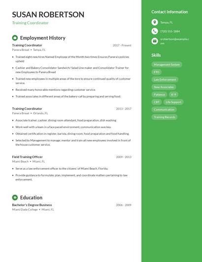 Training Coordinator Resume
