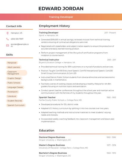 Resume example 3