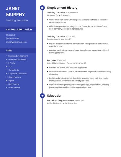Training Executive Resume